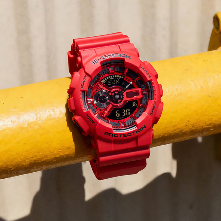 卡西欧手表G-SHOCK正品lconicRed八角方块手表礼盒GA-110RRB