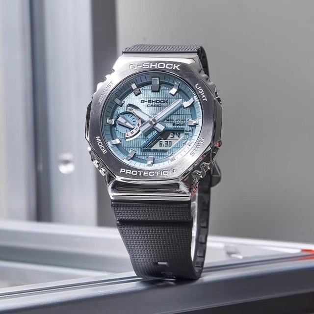 CASIO卡西欧学生手表男 G-SHOCK金属八角蓝牙太阳能防震GBM-2100