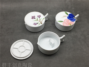 瑕疵多功能陶瓷墨池带盖砚台笔搁笔洗调色盘多用墨海盛墨汁盒墨碟