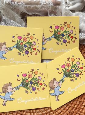 congratulation庆祝福贺卡鲜花束装饰蛋糕烘焙礼物留言可爱贺卡片