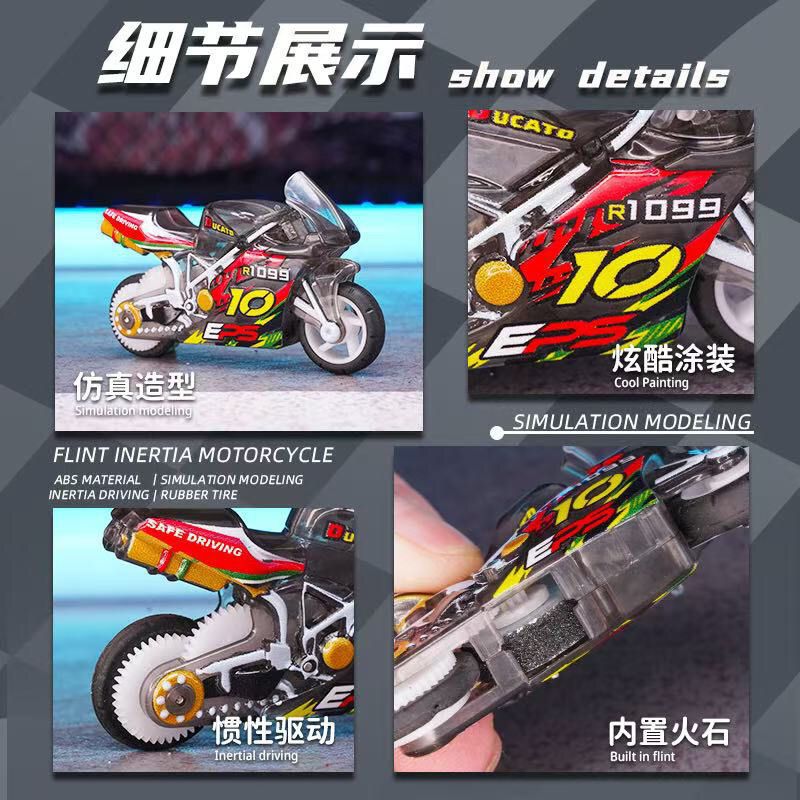 惯性回力火石机车跨境合金机车玩具男孩仿真赛车积木拼装玩具
