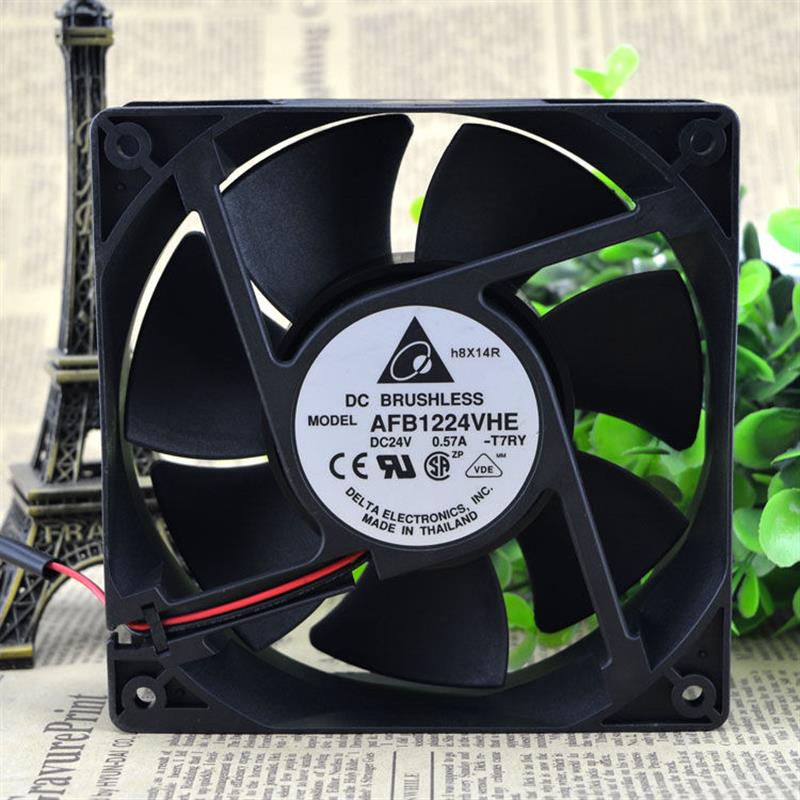 原装AFB1224VHE 24V0.57A 12cm12038 变频器散热风扇2线
