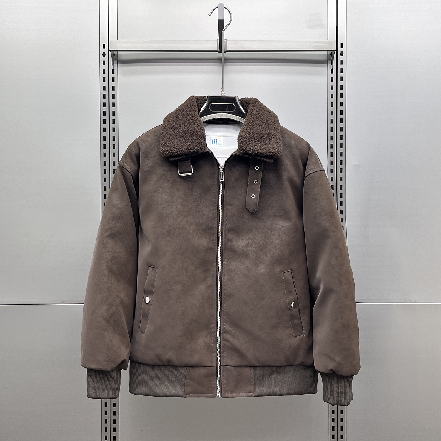 冬加厚机车皮夹克男保暖棉服外套