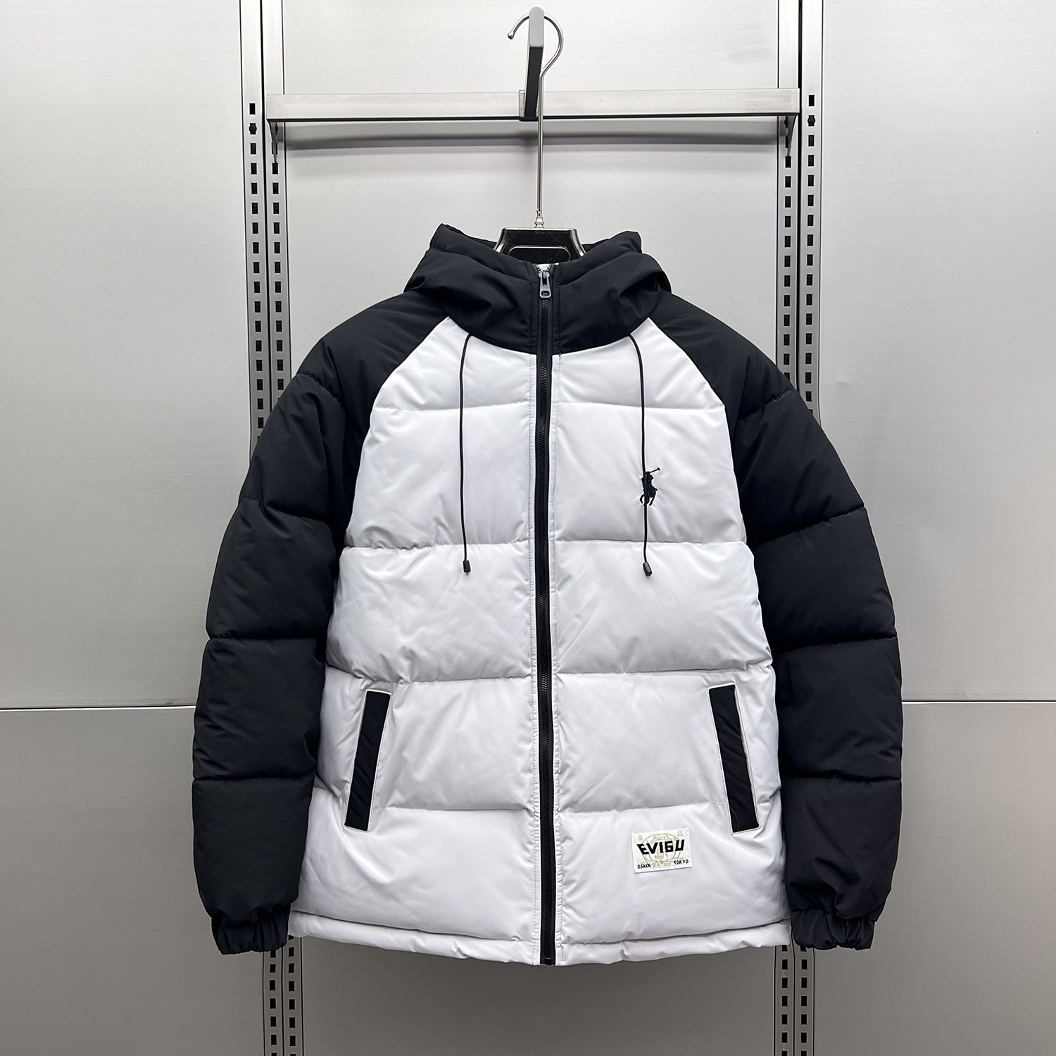 潮牌冬季刺绣拼色棉服男保暖棉衣