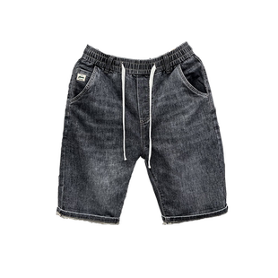 牛仔短裤男士夏季薄款外穿韩版修身弹力五分裤青年百搭休闲中裤潮