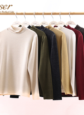 凯撒caser女士粗针肌理小高领打底衫磨绒保暖上衣外穿冬BM65-F576