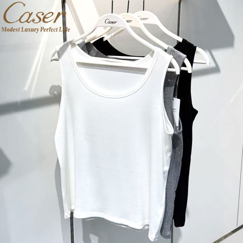 caser凯撒夏季女士2×2罗纹背心棉莫代尔修身打底衫汗衫BP01-6006