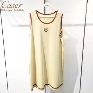 caser凯撒夏季女士森格全棉学院印花背心家居服睡裙睡衣BM01-6807