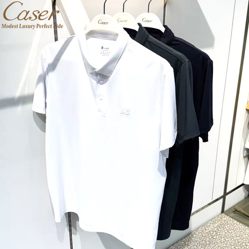 caser凯撒夏季男士冰霸罗马立体字母翻领短袖T恤衫衬衣AM05-6521 - 封面