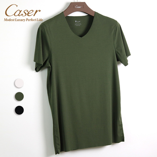 清仓特价凯撒caser男士无痕短袖 V领半袖弹力修身t恤夏季AF18720