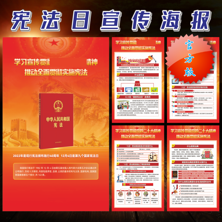 2022年国家宪法日 宪法宣传周普法宣传海报 挂图政府机关宣传海报