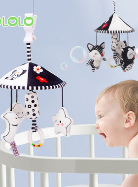 Tololo新生宝宝黑白床铃床挂毛绒早教0-1岁婴儿推车挂件安抚玩具