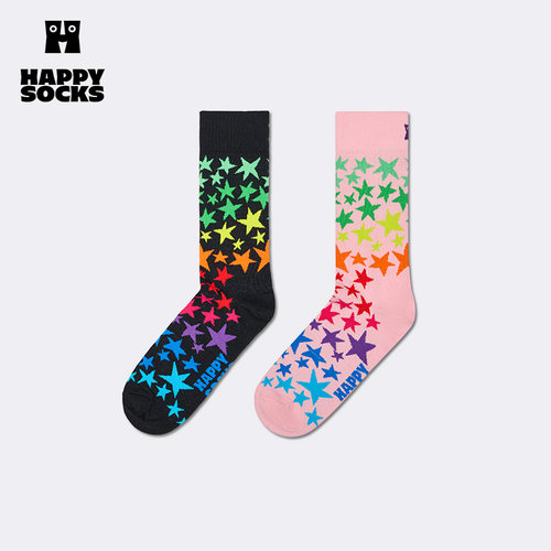 【春秋款】Happy Socks潮牌星星个性创意袜子圣诞时尚中筒袜