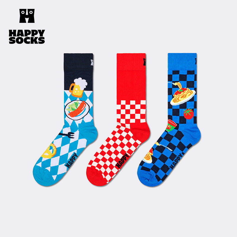 【春夏款】Happy Socks潮牌美味佳肴个性创意袜子百搭中筒袜