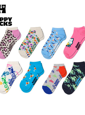【25年新品】Happy Socks秋季潮牌彩色短袜个性百搭短筒趣味袜子