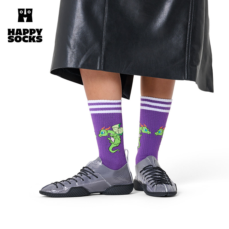 【春夏款】Happy Socks设计师款潮流小众袜子时尚紫色中筒袜