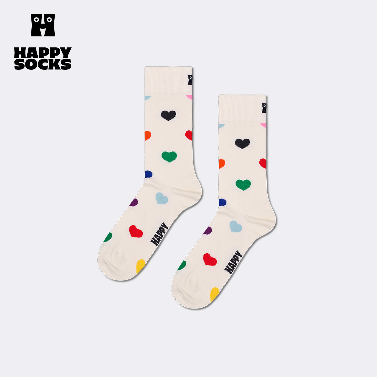 【2026新款】Happy Socks潮牌经典爱心波点袜子时尚个性中筒袜