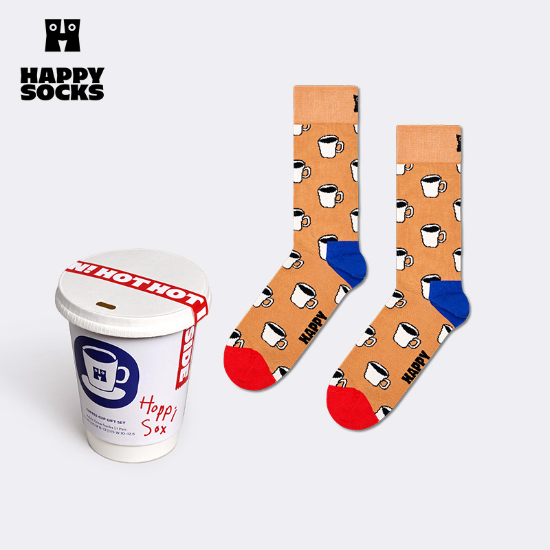 【2025新款】Happy Socks潮流创意咖啡杯礼盒中筒袜时尚礼品袜子