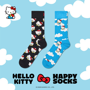 【2026新款Hello kitty联名】Happy Socks潮牌袜子可爱甜美中筒袜