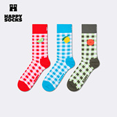 2026新款 美丽岛系列 Happy Socks潮牌时尚 格子袜子水果中筒袜