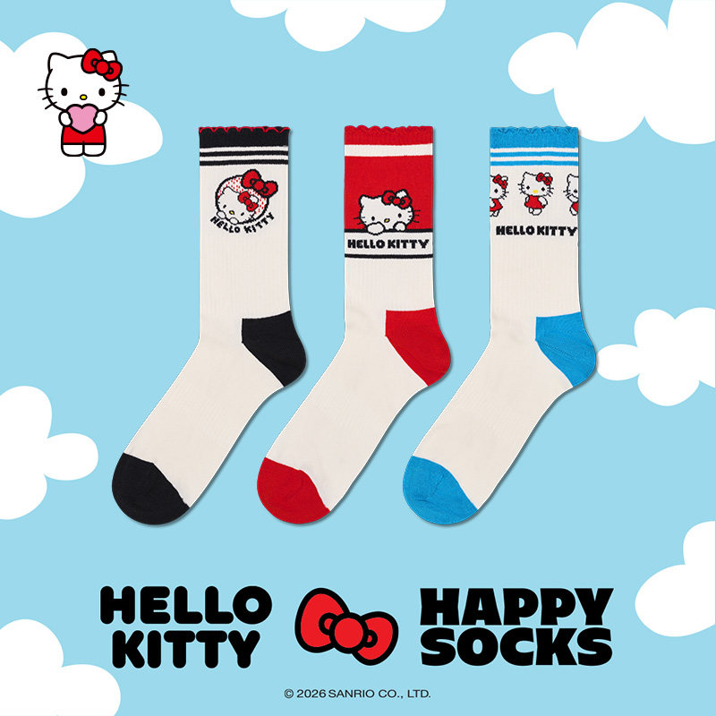 【2026新款Hello kitty联名】Happy Socks袜子花边夏季薄款中筒袜