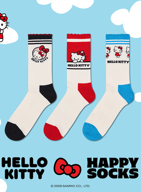 【2026新款Hello kitty联名】Happy Socks袜子花边可爱甜美中筒袜