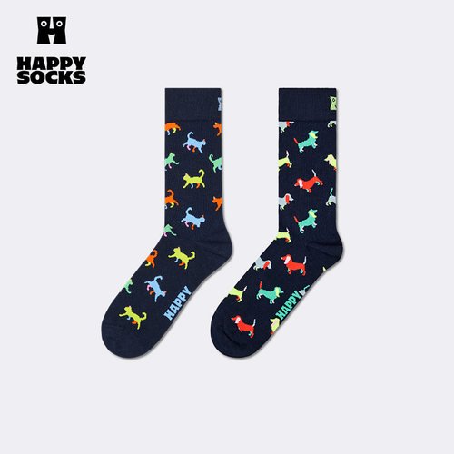 【2026春夏】Happy Socks潮牌小猫小狗创意袜子个性满印中筒袜