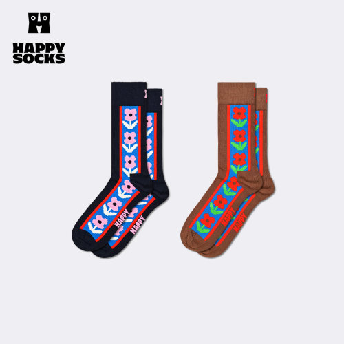 【2026秋冬新款】Happy Socks潮牌设计师小众花朵袜子个性中筒袜