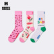 Socks潮牌送爸妈创意图案袜子花朵中筒袜 Happy 2026春季 新款