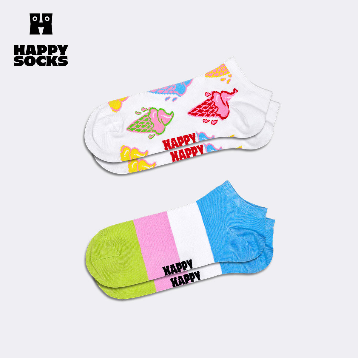 【2026新款2双装】Happy Socks潮牌夏季袜子个性短袜创意清爽踝袜