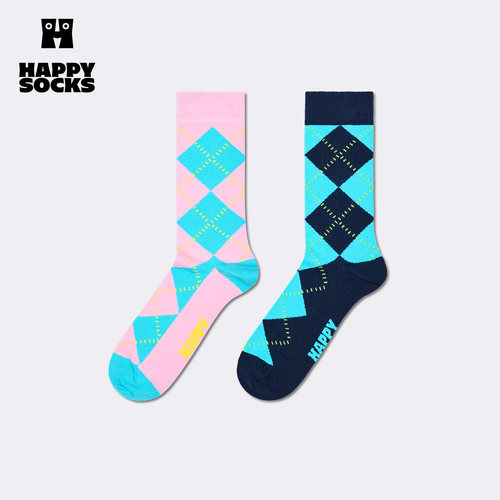 【2026春夏】Happy Socks潮牌经典菱格中筒袜时尚多巴胺彩色袜子