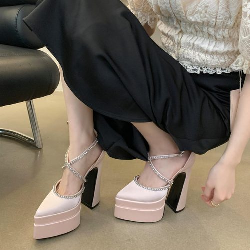 New Thick Heel Pointed Performance Women's Singles Shoes女鞋
