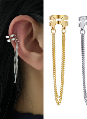Women's long double-layer ear bone clip欧美女气质夸张耳骨夹
