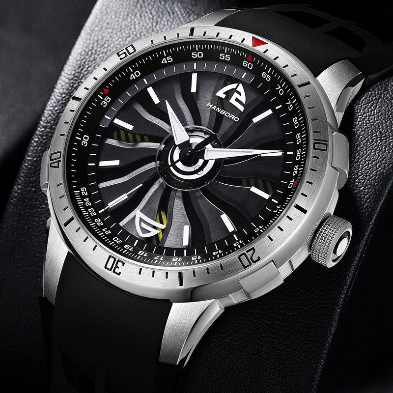 衡宝罗男士时来运转机械表夜光橡胶带防水全自动机械手表男表