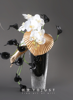 妖及轻奢新古典禅意琉璃花瓶售楼处样板间客厅电视柜手工花艺摆件