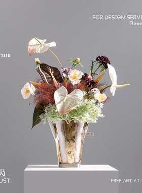 妖及法式轻奢玻璃花艺摆件