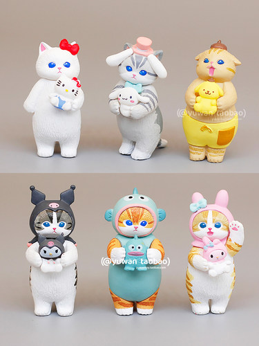 可爱鲨鱼猫联名kitty猫手办盲盒