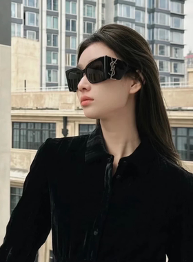 YSL圣罗兰墨镜女黑色大框猫眼显脸小老钱风太阳镜SL M119/F BLAZE