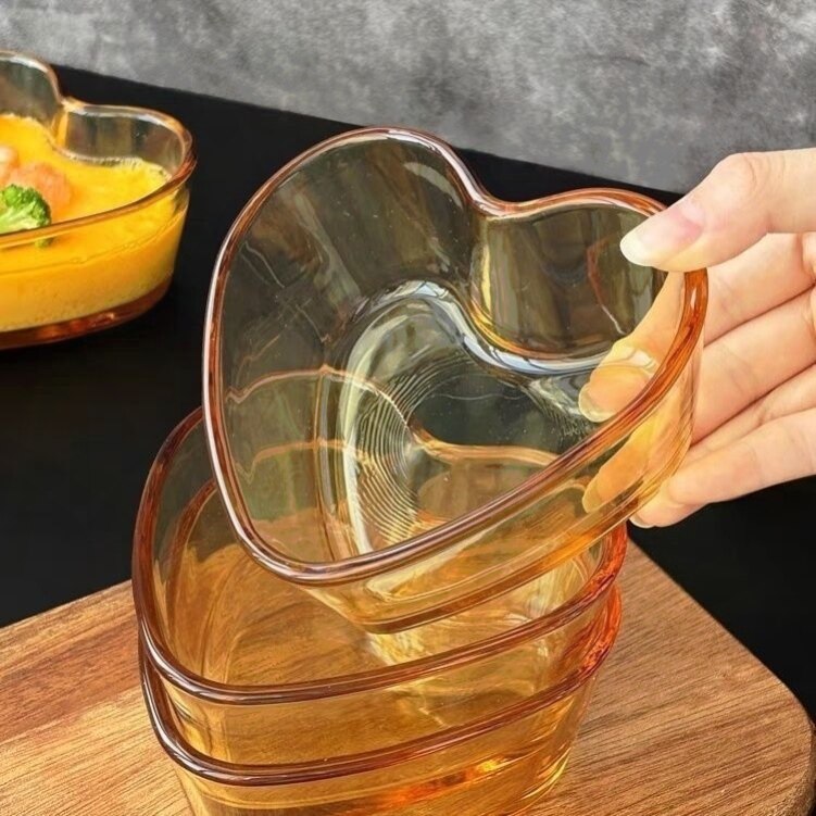 高硼硅260ML心形玻璃饭碗爱心家用婴儿耐高温早餐鸡蛋羹酸奶蒸蛋