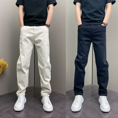 青年男士修身直筒爆款牛仔长裤