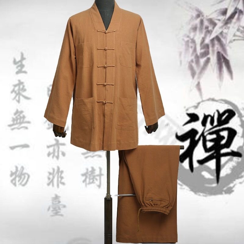 特价僧服短褂男秋冬季棉麻僧衣套装和尚服出家师父小褂比丘尼居士
