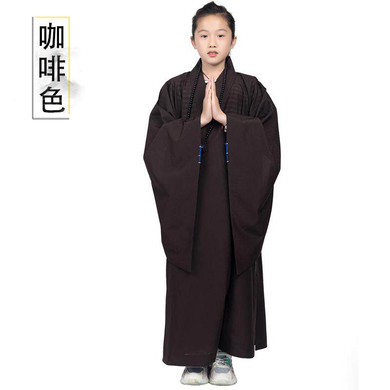 新款高档台湾麻儿童海青居士服短套小和尚海青小孩男女款长袍僧衣