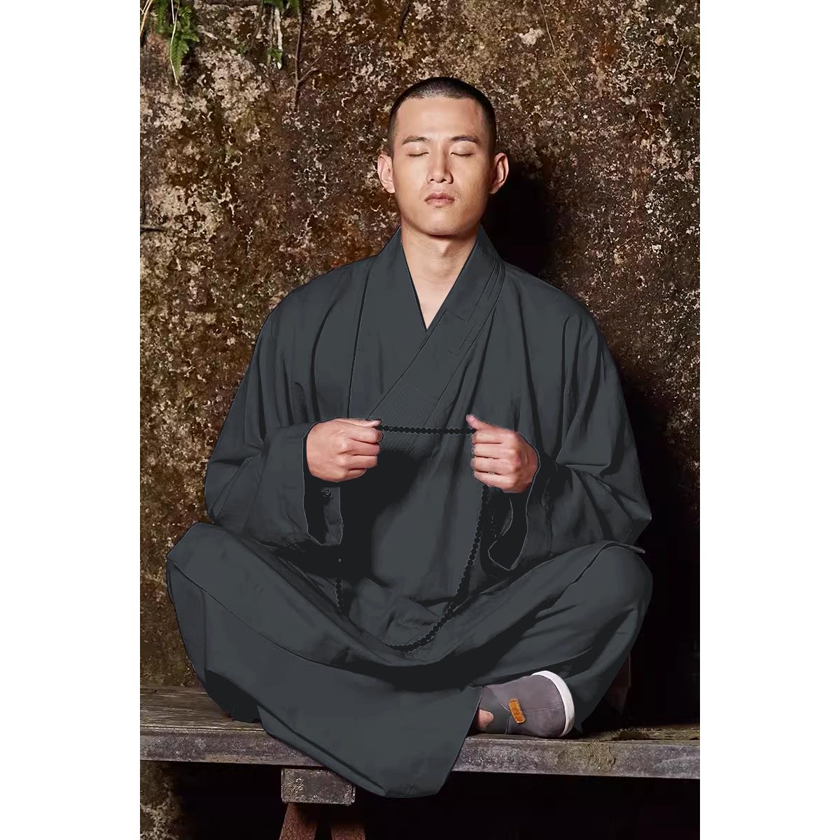 新款慈缘棉麻僧服和尚服夏季新款禅修服灰色罗汉衫僧衣禅服