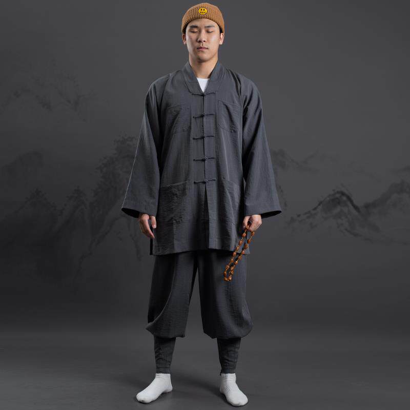新款巷外僧服短褂套装素麻和尚服出家人僧侣僧衣春秋比丘尼免绑腿