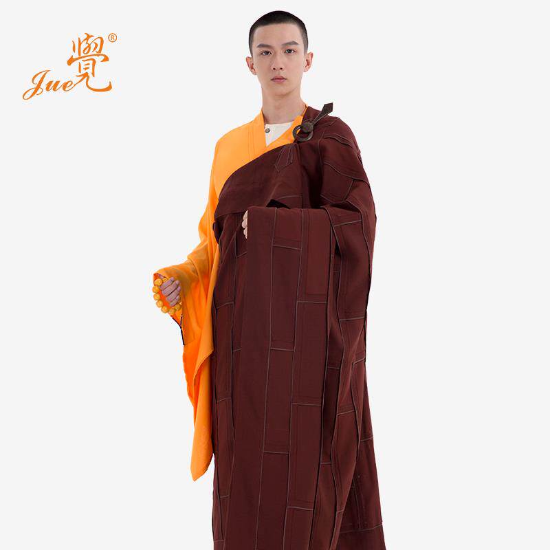 新款觉牌僧服金边祖衣僧衣袈裟红色木兰色僧服装法衣唐僧搭衣配木