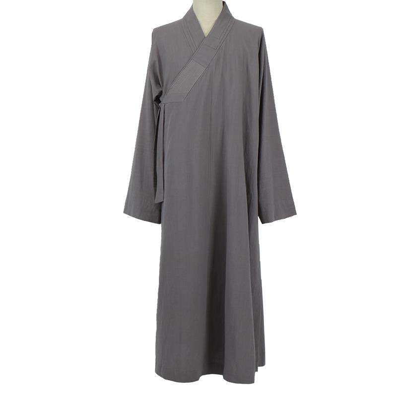 新款远尘高档竹节棉长褂四季大褂出家人棉麻僧服男女款僧人僧衣长