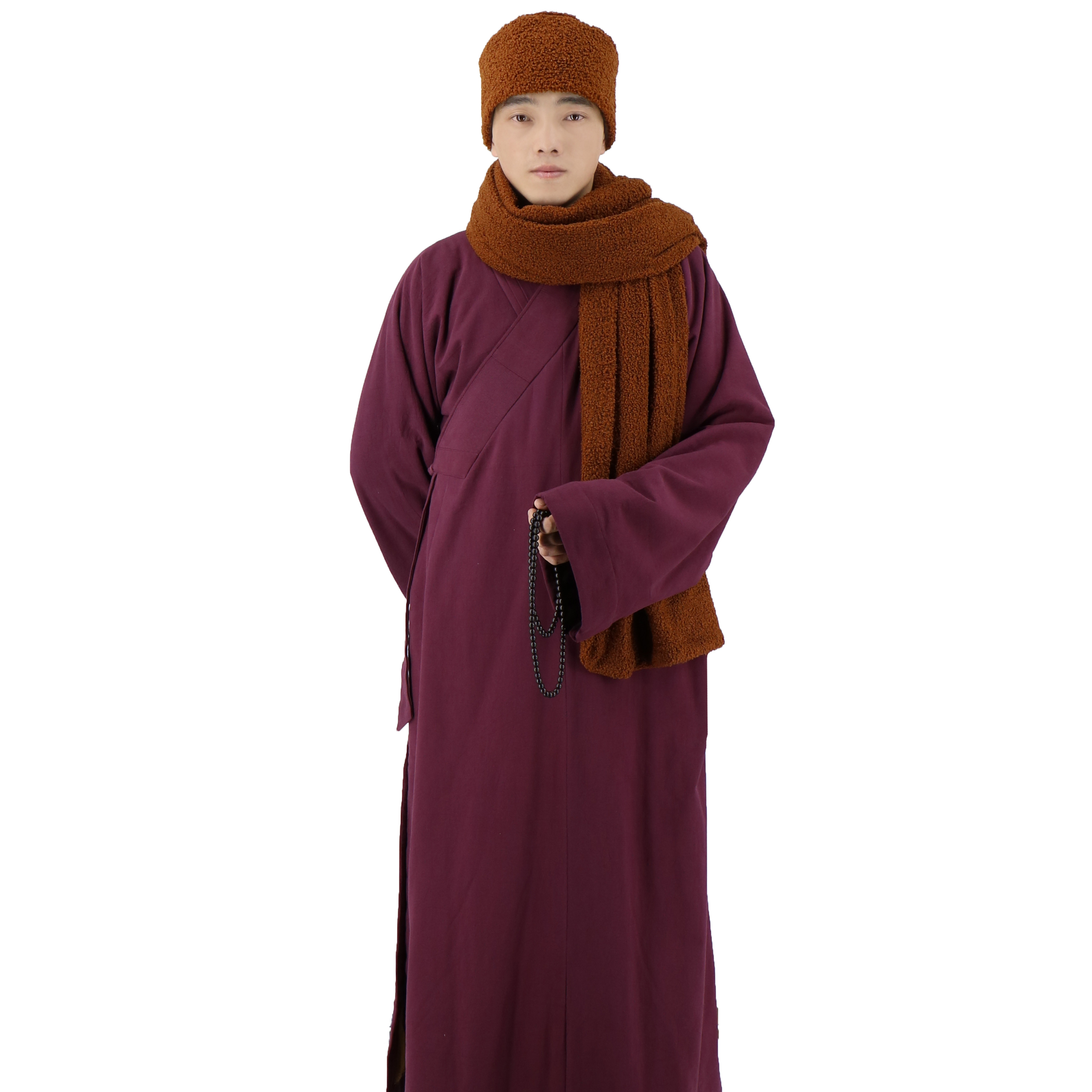 特价冬季僧服亚麻加绒长褂加厚保暖大褂僧侣禅修服长衫僧袍棉袄居