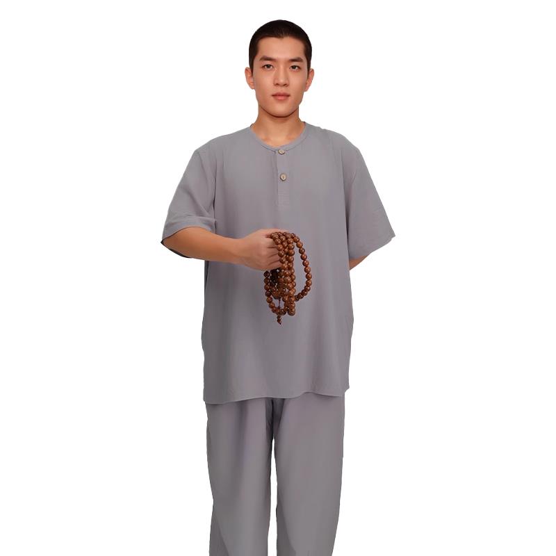 新款僧服居士服春夏季薄款男女棉绸吸汗和尚尼姑出家师父打底衫禅