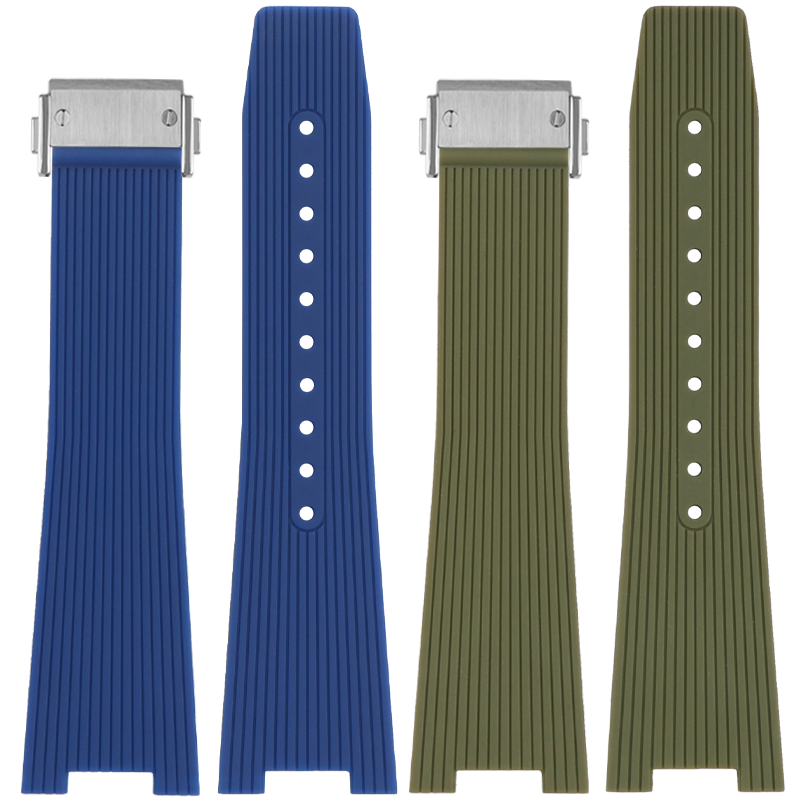 代用柏莱士硅胶表带Bell&Ross方形手表BR05/BRX5系列专用凹口表链