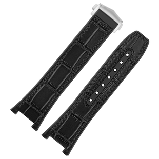 凯帝尼适用欧米茄星座曼哈顿系列表带橡胶牛皮鳄纹男天文台手表带